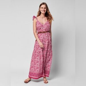 NWT Faherty Hyland Dress XS Sun Up Block Print Boho Maxi